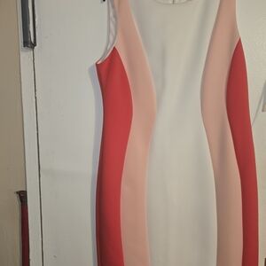 Calvin Klein Red and Cream Mini Dress